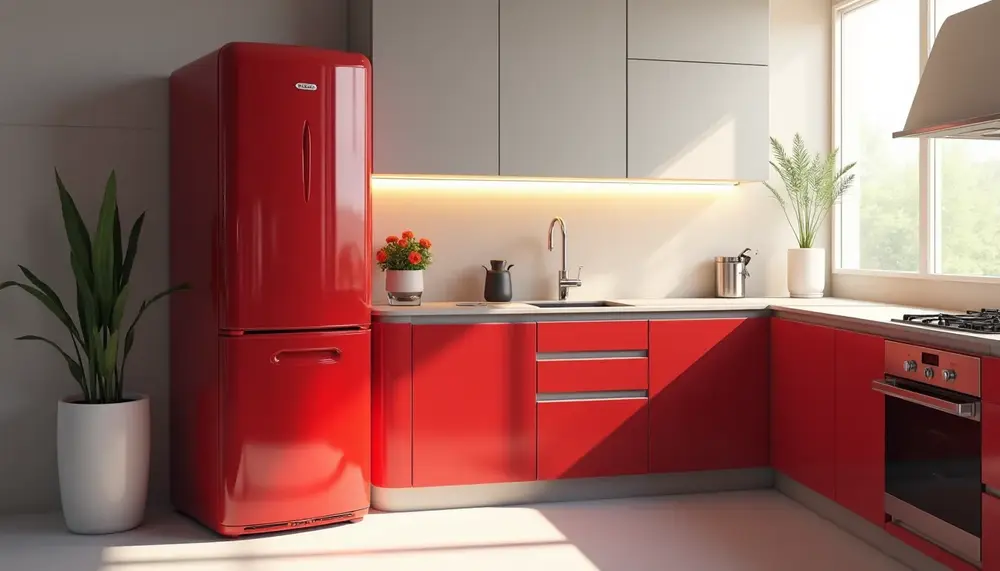 Warum eine kühle gefrierkombination in Rot Ihr Küchendesign aufwertet